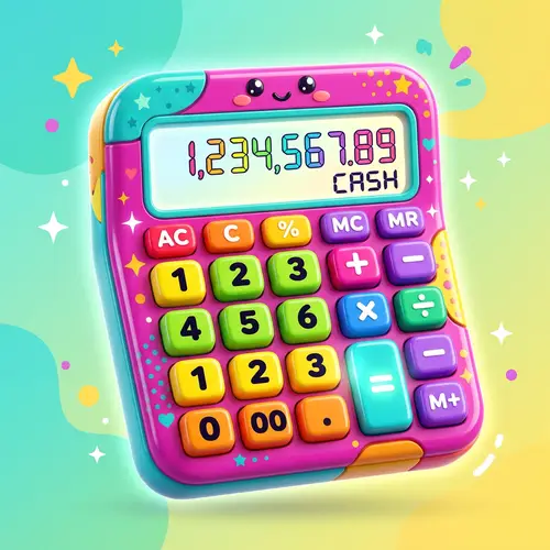 3D Electronic Accounting Calculator with Pop-Art Aesthetic