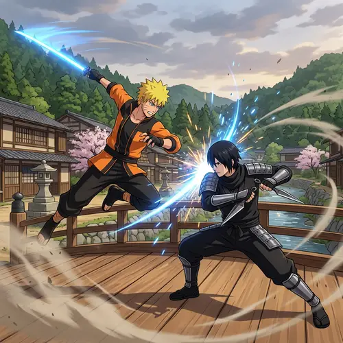 Dynamic 3D-Rendered Anime-Style Martial Arts Battle Scene