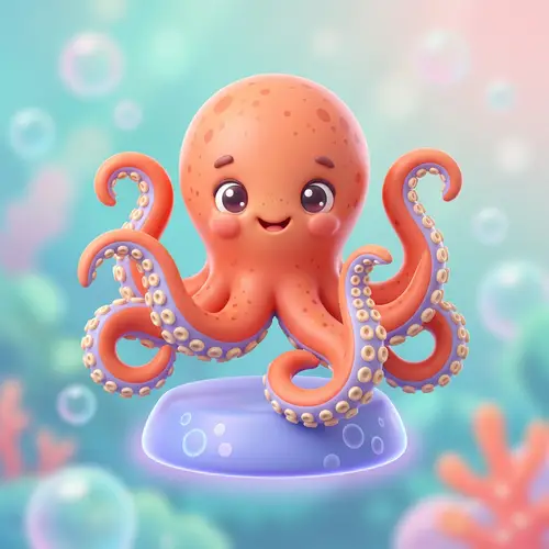 Charming Octopus 3D Icon | Friendly & Adorable Design