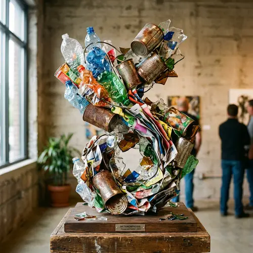 Transformed Waste Sculpture: Artistic Beauty from Discarded Materials