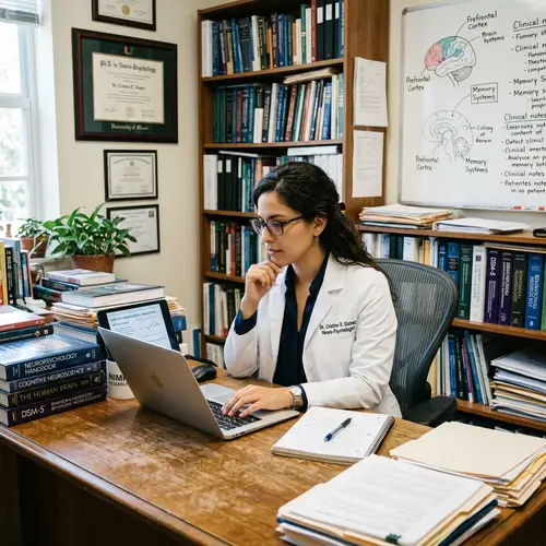 Hispanic Woman Neuro-Psychologist | Professional Office Setup