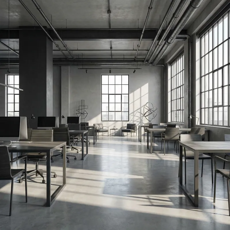 Modern Industrial Office Space: Minimalist Design