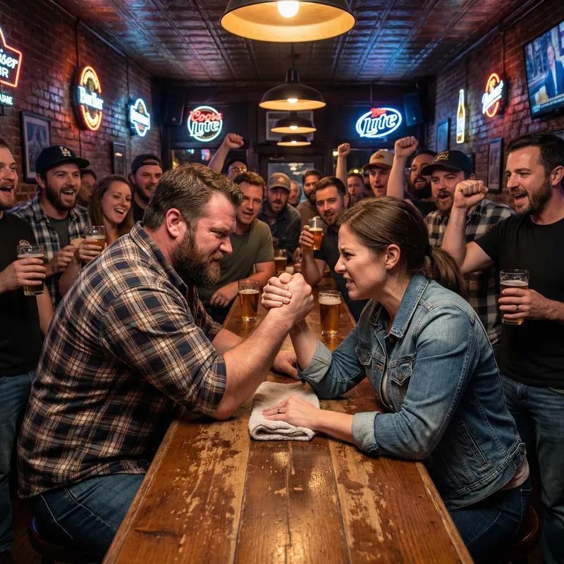 Exciting Arm Wrestling Matches at the Bar