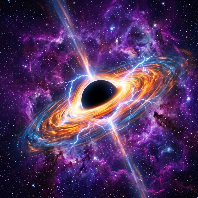 Stunning Black Hole with Accretion Disk and Nebula
