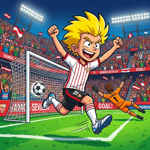 Exciting Football Goal Celebration - Sevilla-inspired Character