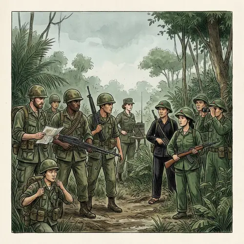 Historical United States vs. Vietnam War Illustration