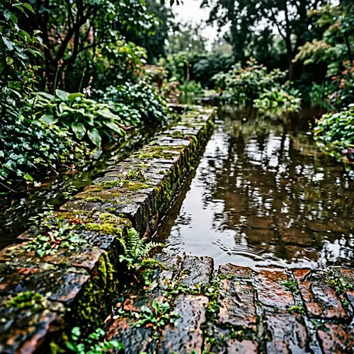 Submerged Garden with Rising Water on Brickwork | Unique Scene