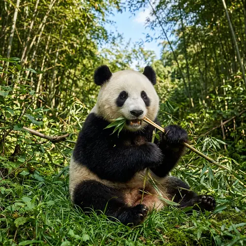 Adorable Panda Bear in Natural Habitat