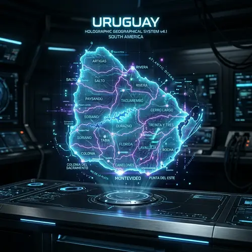 Holographic Map of Uruguay - Stunning Visuals