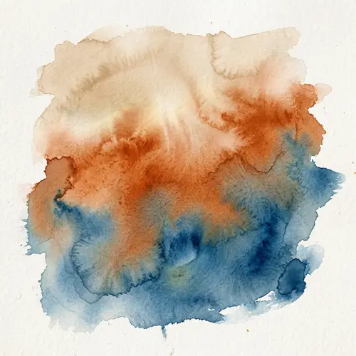 Watercolor Blend: Tan, Burnt Orange & Blue