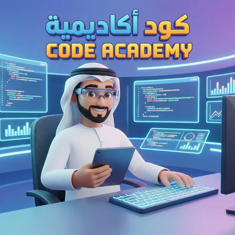 3D Cartoon Arabic Programmer - Smart & Stylish