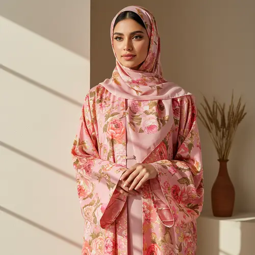 Floral Abaya & Matching Hijab Collection