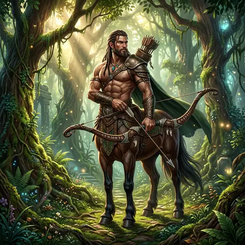Mythical Centaur Hero in Enchanting Forest with Bow