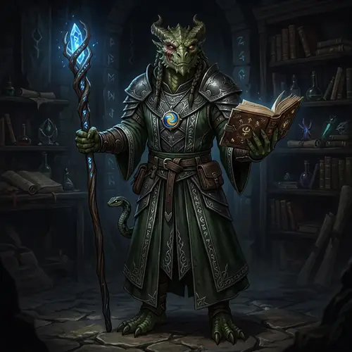 Dragonborn DnD Avatar with Scar and Staff | Fantasy Character