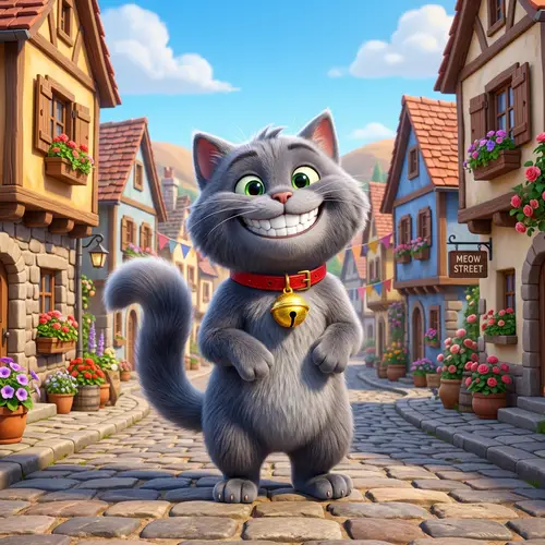 Pixar Style Cute Cat Poster Design