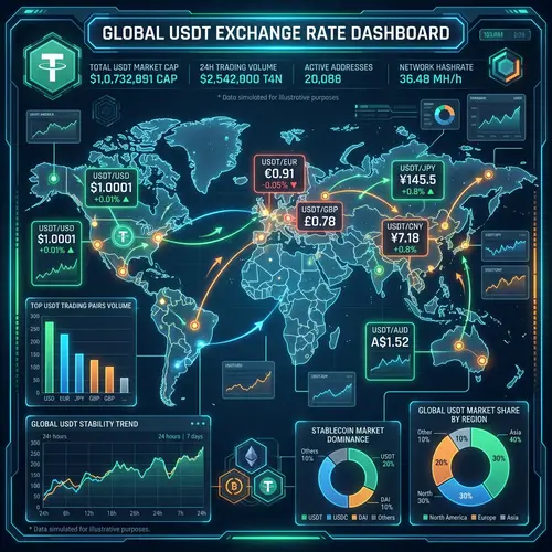 Global USDT Exchange Rates: USD, EUR, GBP, AUD, JPY, CNY