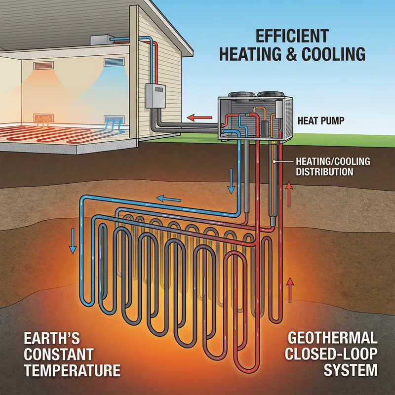 Geothermal Closed-Loop System with Heat Pump - Visual Guide