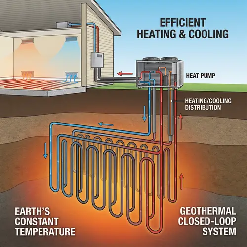 Geothermal Closed-Loop System with Heat Pump for Efficient Heating/Cooling