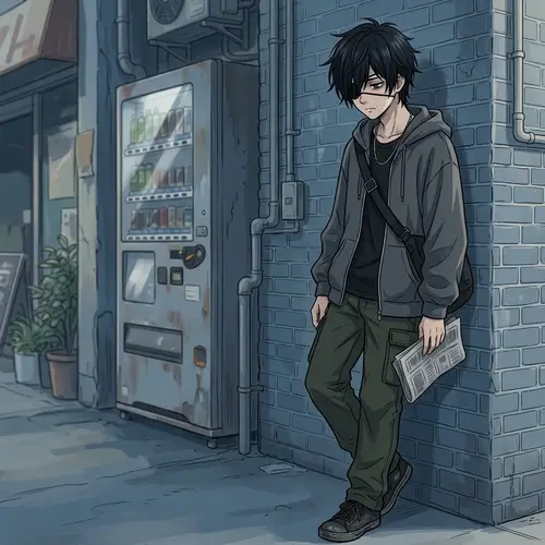 Anime Style Character with Black Hair and Eye Patch