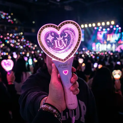 Charming Heart-Shaped Purple and Pink Kpop Fanmade Lightstick