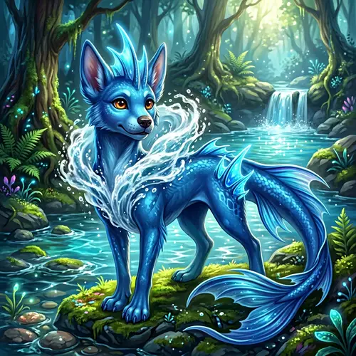 Vaporeon: Quadrupedal Creature with Fish-Like Tail