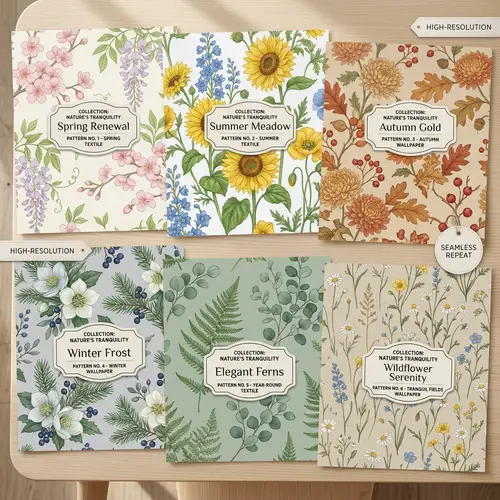 Tranquil Floral Patterns for Textiles & Wallpapers