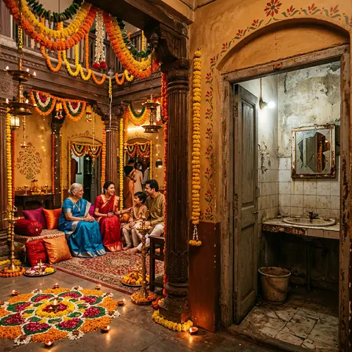 Vibrant Festival Decor in a Traditional Indian Home