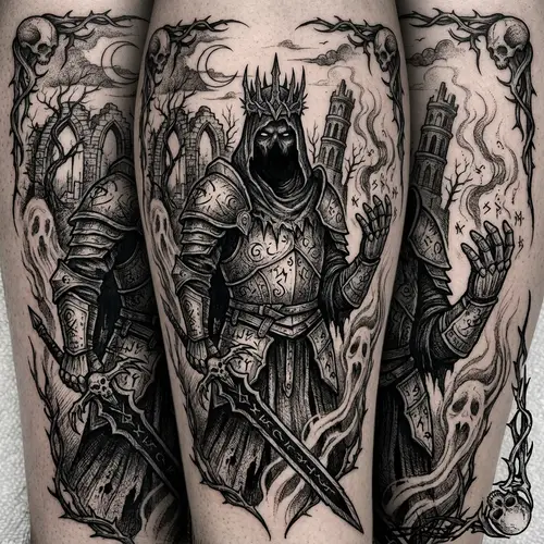 Dark and Menacing Fantasy King Tattoo Design