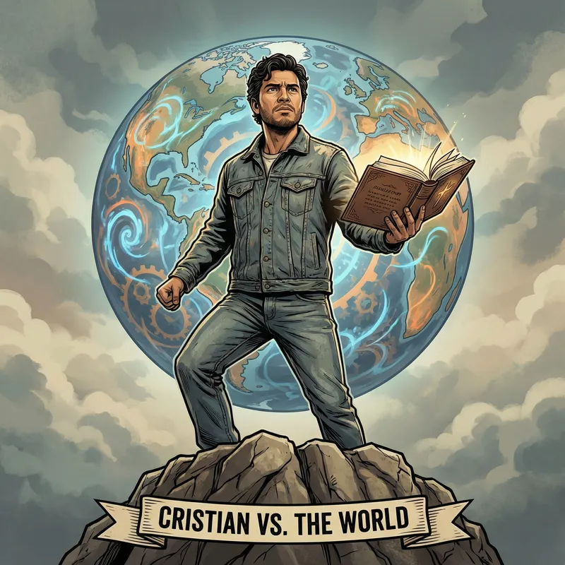 Cristian Defiantly Faces the Earth: Powerful Illustration