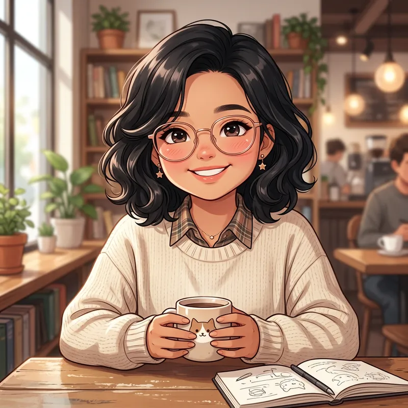Anime Style Asian-European Girl with Chubby Cheeks & Rose Gold Glasses