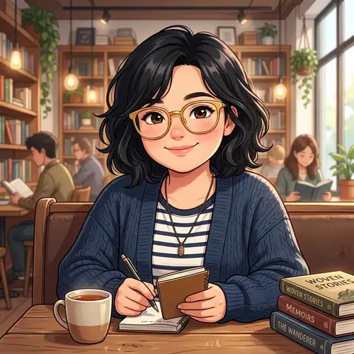 Asian-European Anime Girl with Chubby Cheeks & Gold Glasses