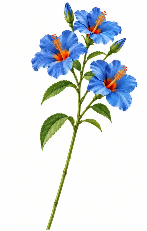 Blue Hibiscus Flowers with Orange Centers