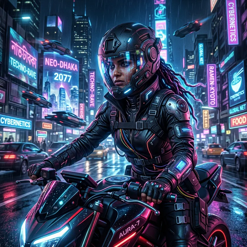 Cyberpunk Girl in Futuristic Cityscape Cyberpunk Girl in Futuristic Cityscape