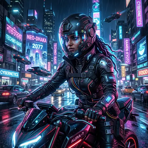 Cyberpunk Girl in Futuristic Cityscape