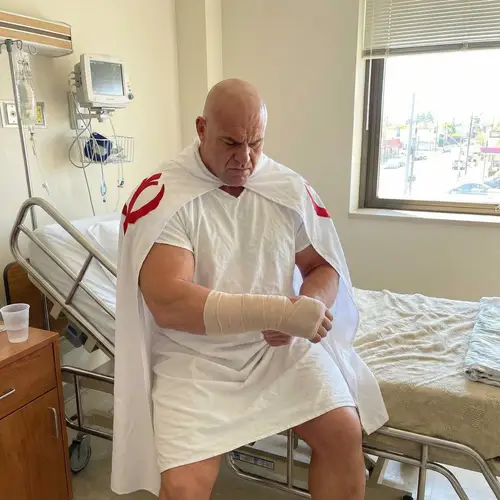 Saitama Hospital Scene - Annoyed Hero in White Cape