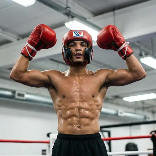 Male Boxer in Red Gloves | Boxing Ring Action