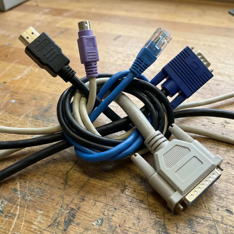 Variety of Cables Twisted Together Variety of Cables Twisted Together