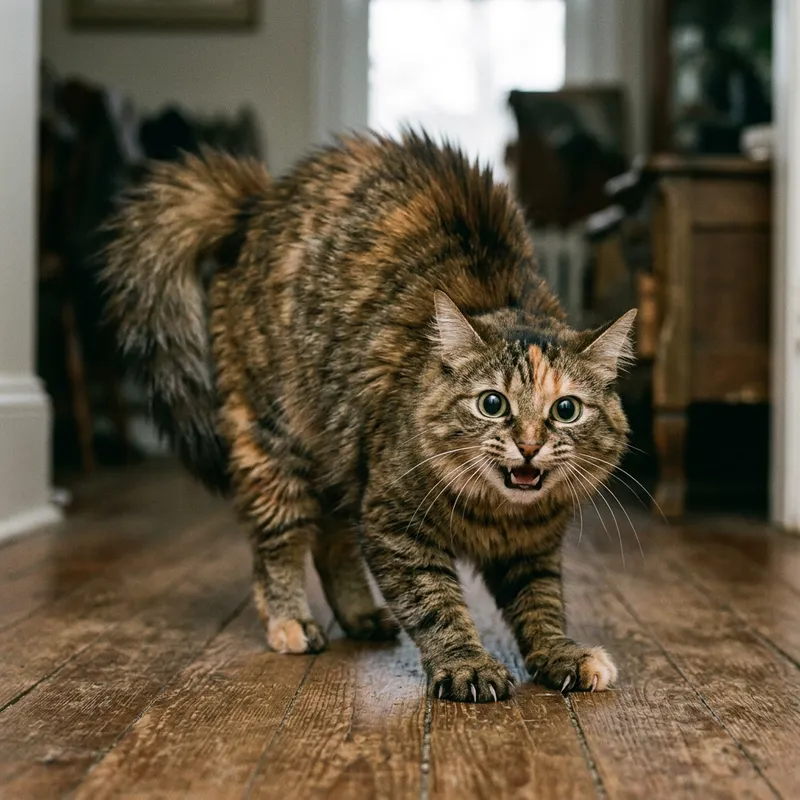 Disturbed Cat: Intense Gaze of a Psychopathic Feline Disturbed Cat: Intense Gaze of a Psychopathic Feline
