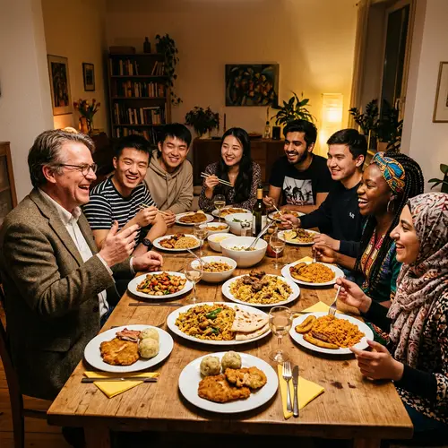 Cultural Exchange: Diverse Student Dining Experience