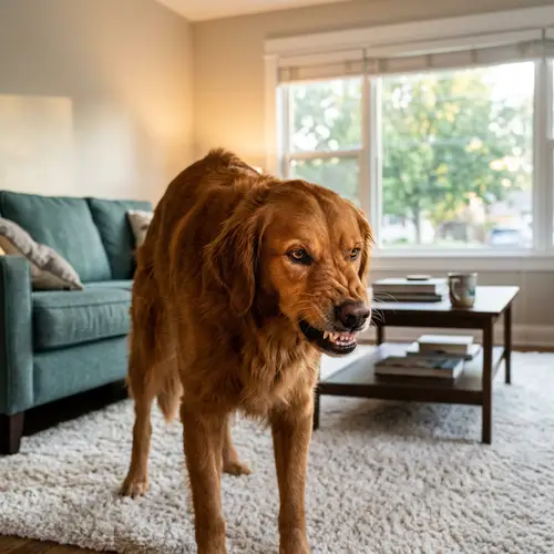 Fierce Golden Retriever Showing Anger - Intense Dog Behavior