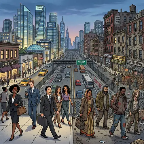 Illustration Depicting Social Inequality in Realistic Style