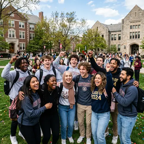 Diverse College Students Celebrating Joyfully