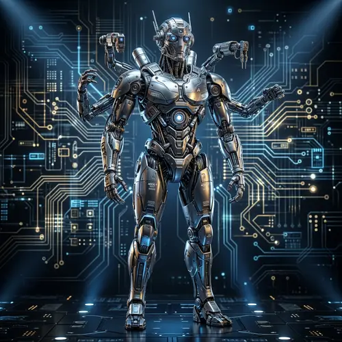 Sophisticated Robot with Metallic Body and Futuristic Technology