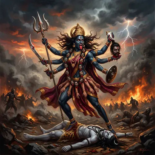 Fierce Dance of Goddess Kali in Hindu Mythology