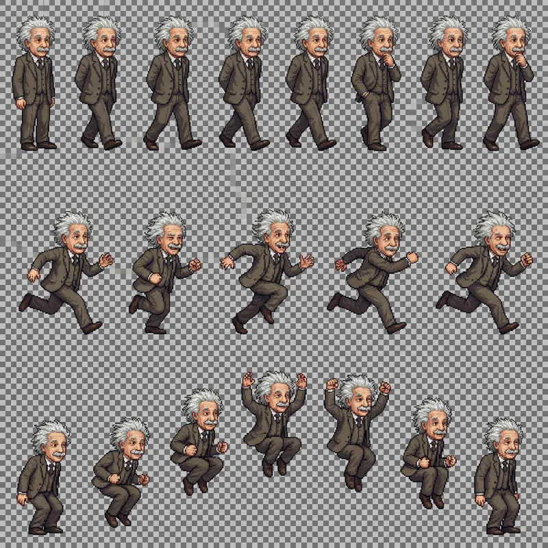 Einstein Walking, Jumping & Running Sprite Sheets