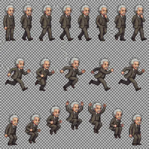 Einstein Walking, Jumping & Running Sprite Sheets
