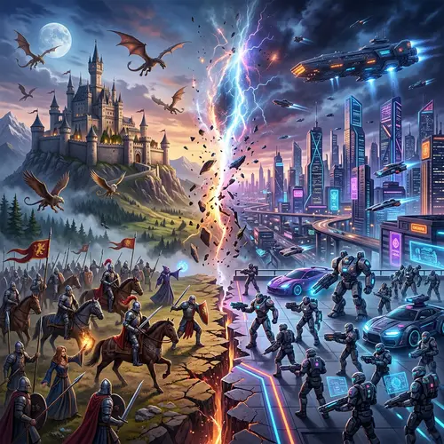 Worlds Collision: Medieval Fantasy vs Futuristic Sci-Fi