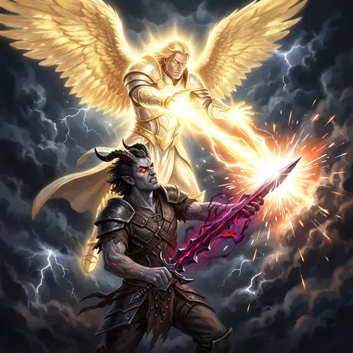 Epic Battle: Demon-Blooded Warrior vs. Divine God