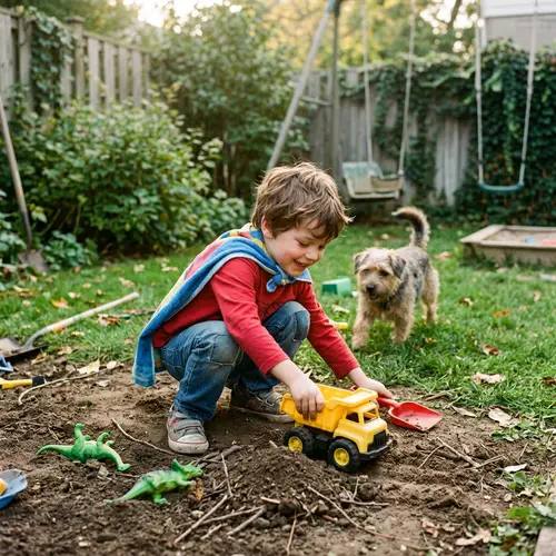 A Young Boy Playing - Joyful Moments