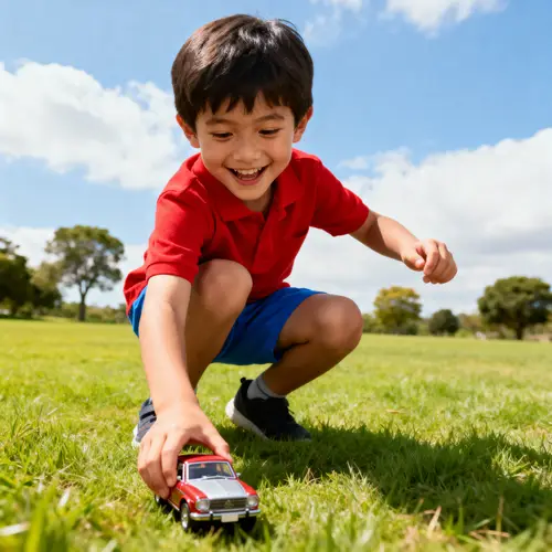 A Young Boy Playing - Joyful Moments